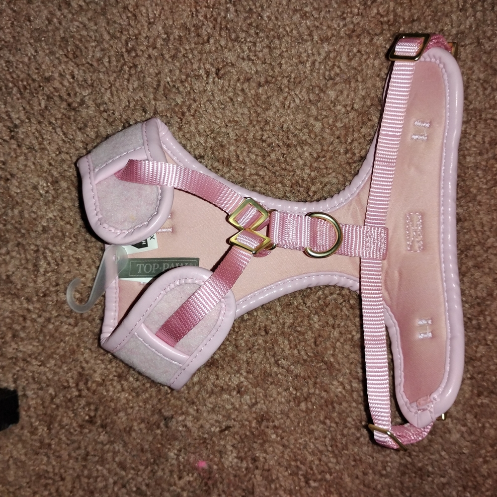 Pink Dog Harness with Adjustable Straps and Metal Hardware
